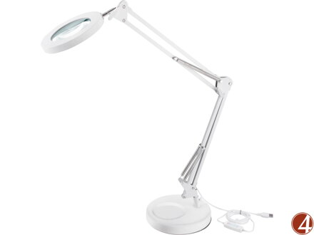 POŠK. OBAL lampa stolní s lupou, USB napájení, bílá, 2400lm, 3 barvy světla, 5x zvětšení