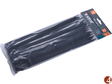 POŠK. OBAL pásky stahovací na kabely černé, 250x4,8mm, 100ks, nylon PA66